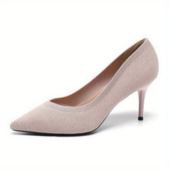 Women's Knit Stiletto Heels Slip On High Heels Dress Pumps