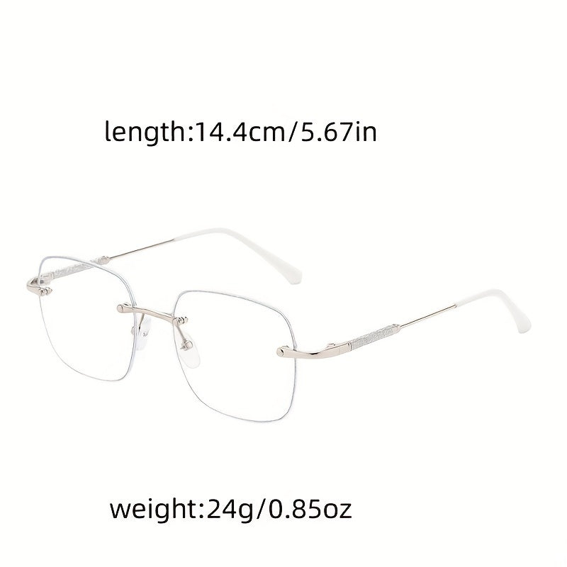 Square Rimless Clear Lens Glasses Stylish Rim Anti Light Eyeglasses