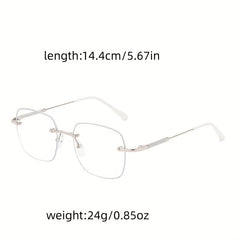 Square Rimless Clear Lens Glasses Stylish Rim Anti Light Eyeglasses