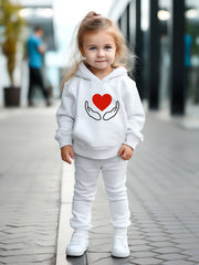 OERYUI Heart Print Hoodies Pants Set For Spring Fall Sports Christmas Gift