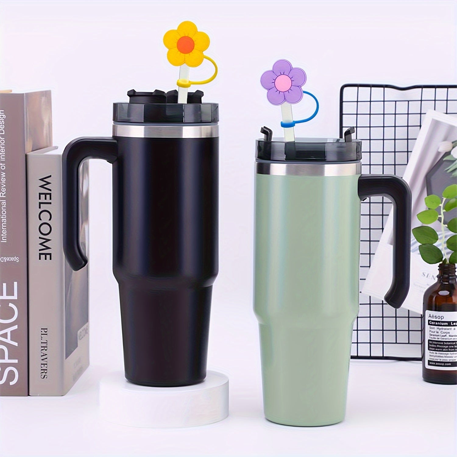Silicone Flower Straw Lid Set - Reusable Dustproof Plug