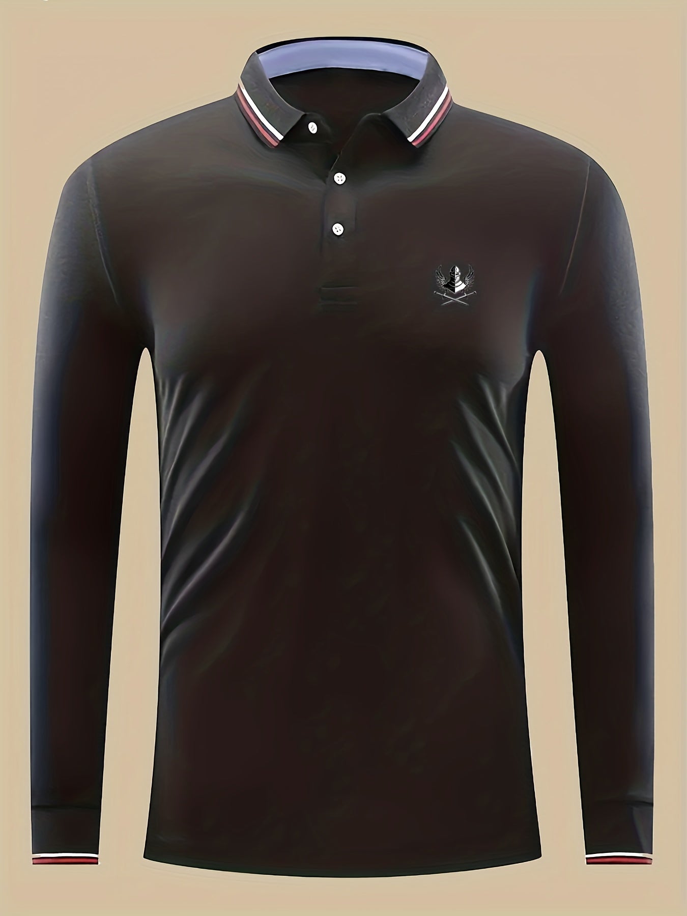 Knight Print Men's Casual Button Up Long Sleeve Polo Shirt
