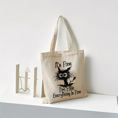 Cat Print Tote Bag Lightweight Canvas Shoulder Bag
