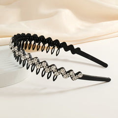 Wave Rhinestone And Crystal Teeth Comb Headband For Women