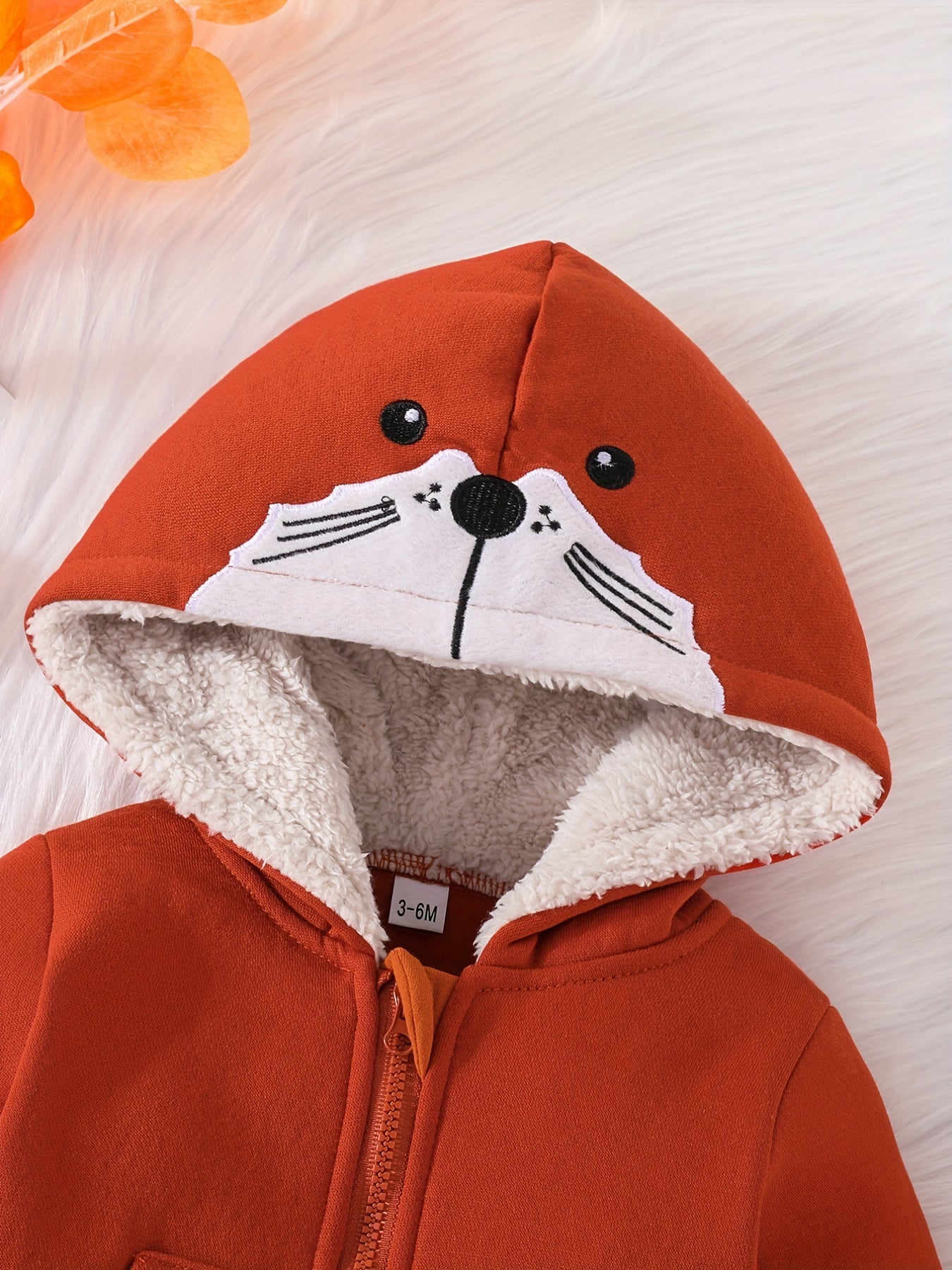 Baby Girls Thermal Zipper Hoodies With Animal Face