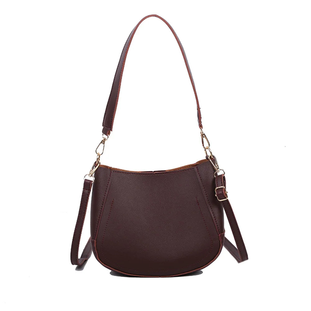 2pcs Crossbody Bag Solid Women Shoulder Bag Casual High PU Leather Messenger Bag
