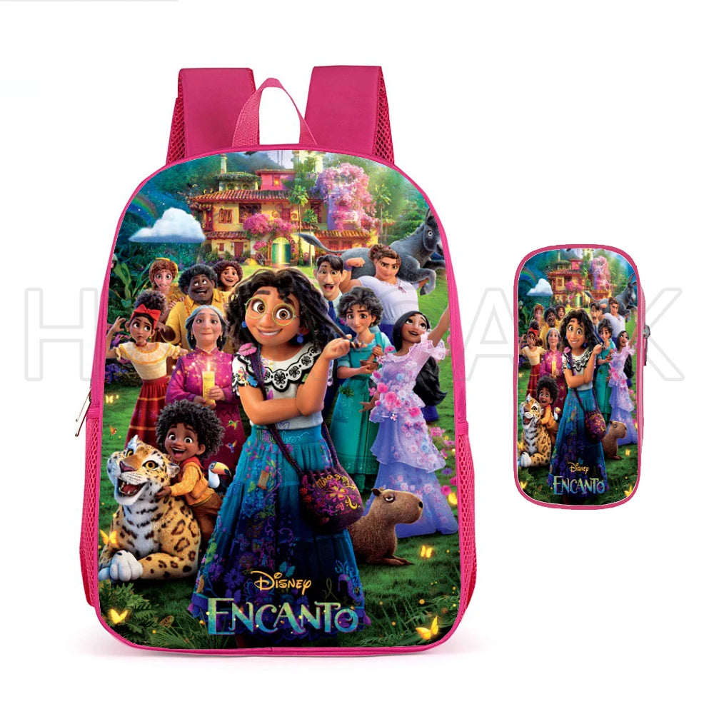 2pcs Mirabel Madrigal School Bag Pink Backpack for Girls Kids Lovely Mochila