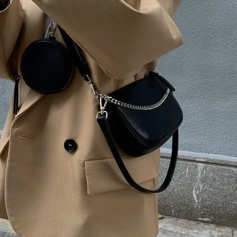 2pcs Shoulder Bag Women PU Leather Crossbody Bag Vintage Handbag Tote