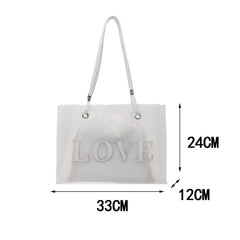 2pcs Women Transparent Handbags Canvas Drawstring Pouch Underarm Bag Purses