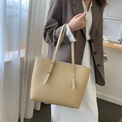 2pcs/Set PU Leather Handbag Women Casual Large Capacity Shoulder Tote Bags