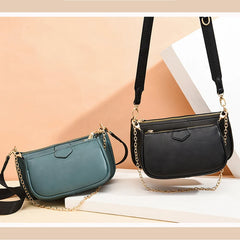 Vintage Chains Shoulder Bag Women PU Leather Crossbody Handbag Lady Pouch sac