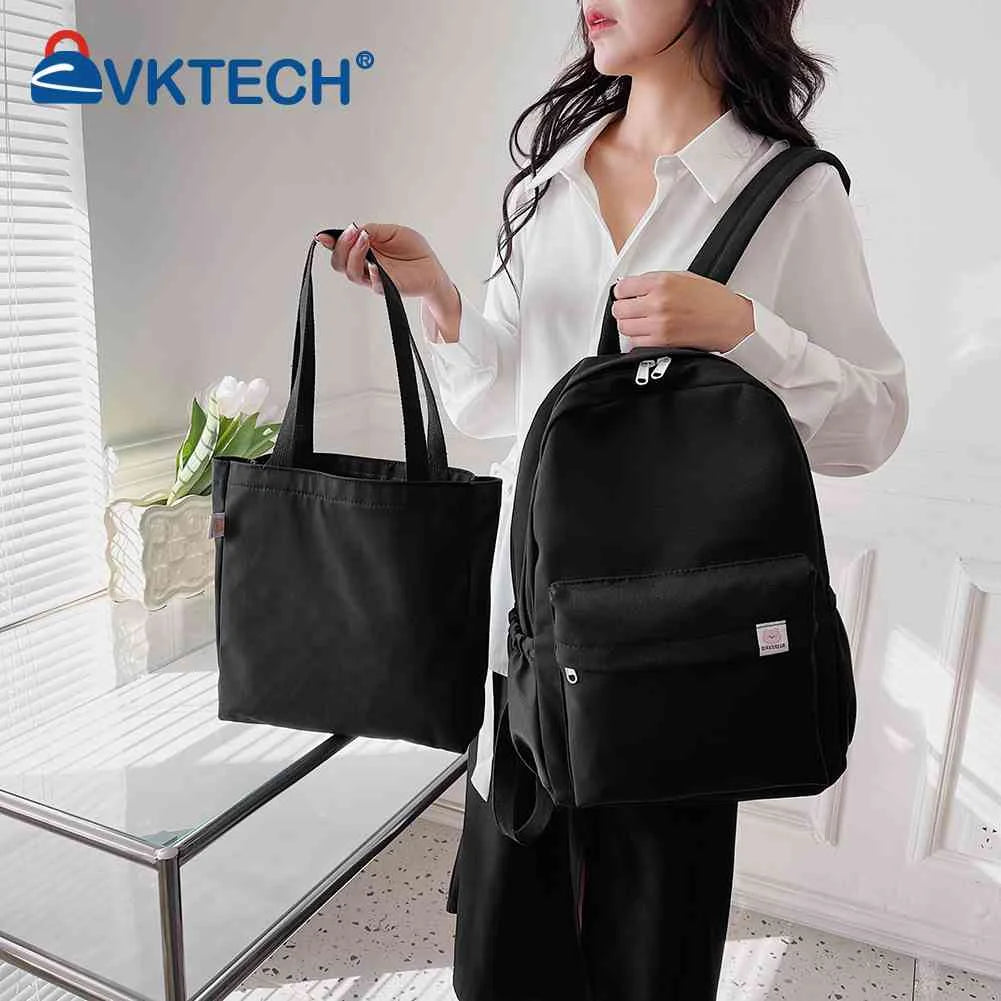 2pcs/set Ladies Bookbag with Handbag College Student Rucksack Large Capacity