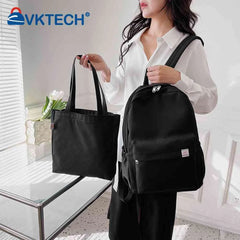 2pcs/set Ladies Bookbag with Handbag College Student Rucksack Large Capacity
