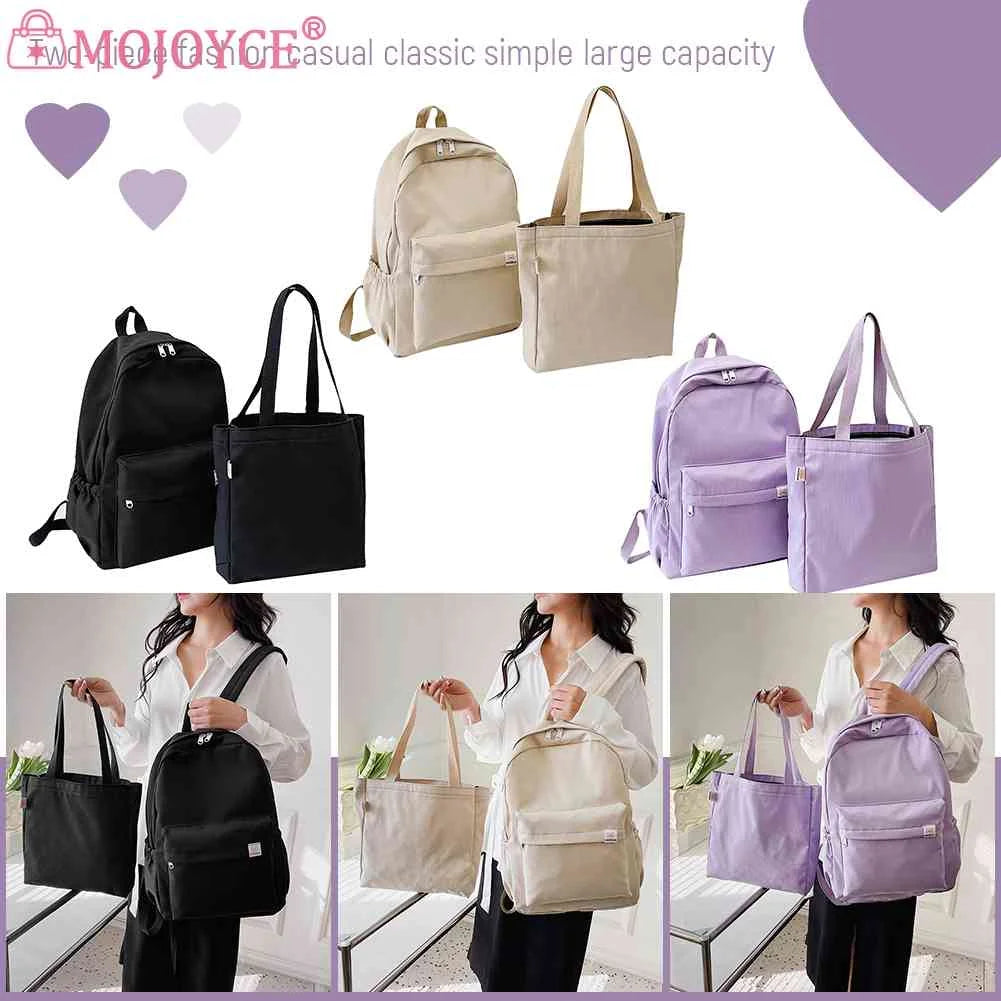 2pcs Student Bookbag Set with Handbag Large Capacity