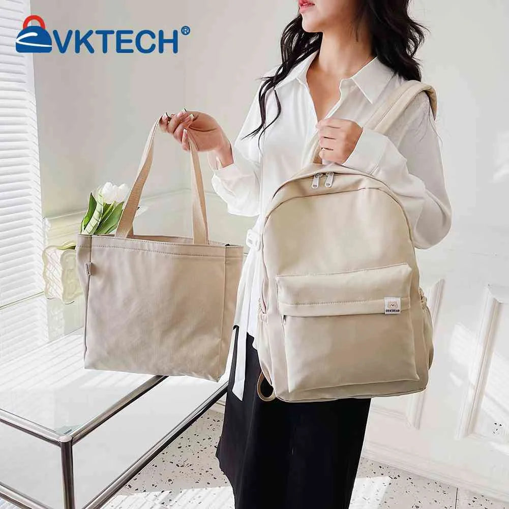 2pcs/set Ladies Bookbag with Handbag College Student Rucksack Large Capacity