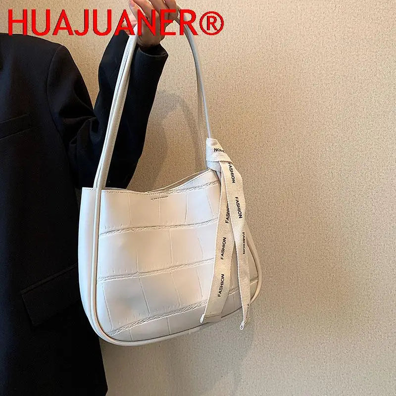 2Pc Pu Leather Women's Handbags Casual Bucket Women Shoulder Totes