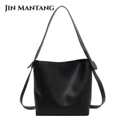 2pc Set PU Leather Women's Handbags Casual Ladies Tote Female Bucket Bag