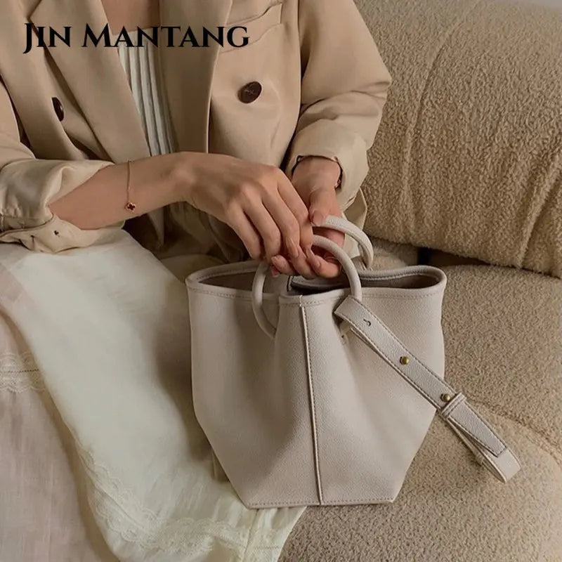 2pc/set PU Leather Women's Handbags Casual Ladies Tote Female Bucket