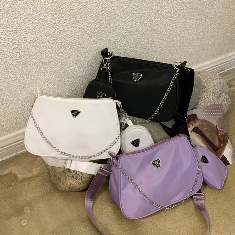 Nylon Chians Shoulder Bag Women Crossbody Messenger Handbag