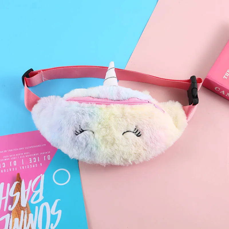 Unicorn Female Waist Bag Kids Fanny Pack Plush Women Belt Bag