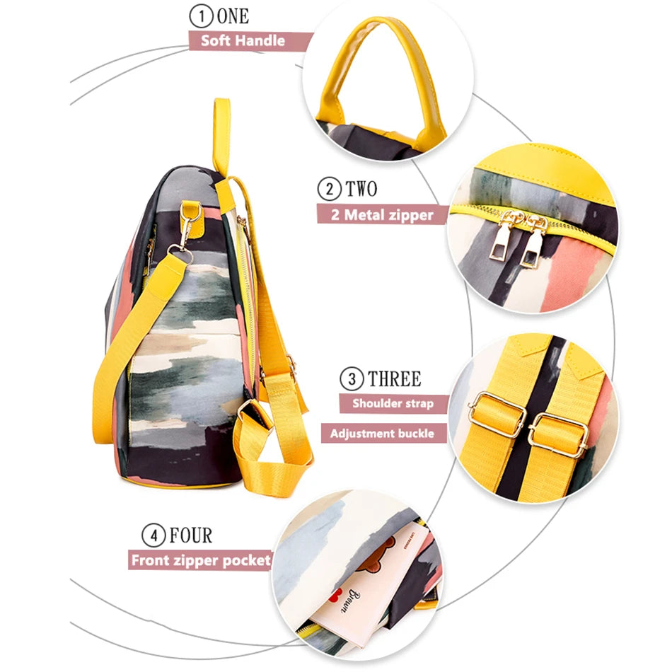 Anti-theft Women's Backpack Oxford School Teen Girls Travel Shoulder Bag