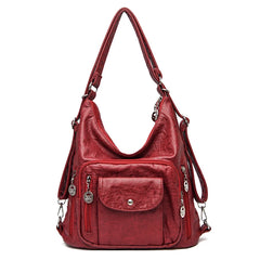 3 in 1 Women Back Pack Bagpack Vintage Women Bag Retro PU Leather