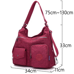 3-In-1 Women Bags Multifunction Backpack Shoulder Bag Nylon Tote