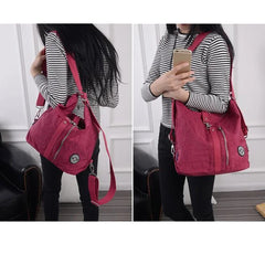 3-in-1 Women Bags Multifunction Backpack Shoulder Bag Nylon Cloth Tote Crossbody