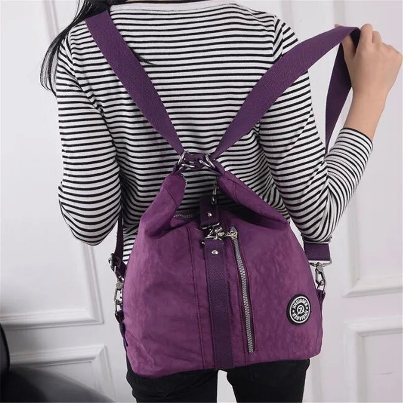 3 In 1 Women Bags Multifunction Backpack Shoulder Bag Nylon Cloth Tote