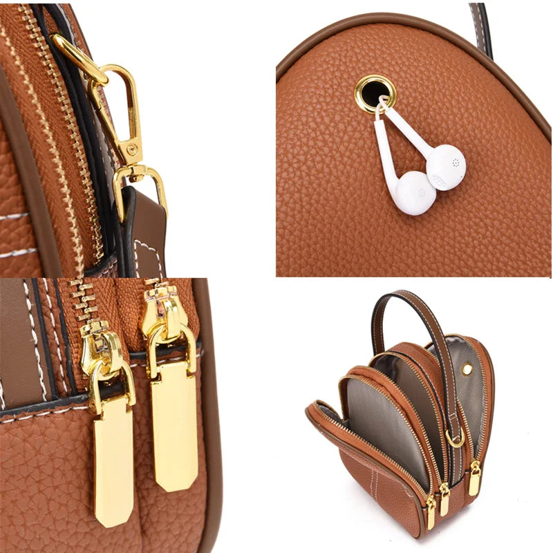 Large Capacity Leather Handbag Mobile Phone Bag Crossbody Bags