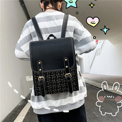 3-Layer Women's Leather Backpack for Teenage Girls Travel School Bags