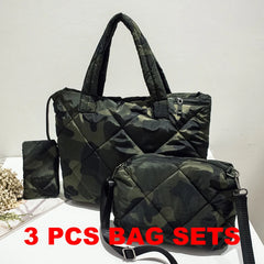 3 PCS Waterproof Women Handbag Soft Winter Shoulder Bag Ladies Tote Purse