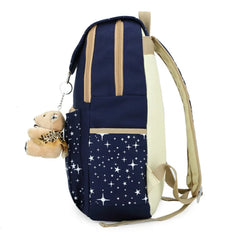 3 Pcs/set Printing Women Backpack Lightweight Canvas Backpack
