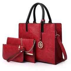 3 Piece Women Handbags Set Solid Colors