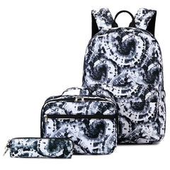 3-Piece Tie-Dye Print Backpack Lunch Bag Set for Women