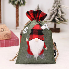 Women Cotton Linen Drawstring Bag Christmas Decoration Gift Pouch
