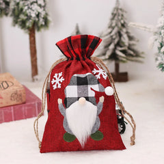 Women Cotton Linen Drawstring Bag Christmas Decoration Gift Pouch