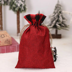 Women Cotton Linen Drawstring Bag Christmas Decoration Gift Pouch