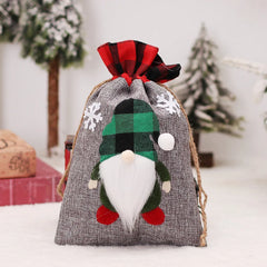 Women Cotton Linen Drawstring Bag Christmas Decoration Gift Pouch