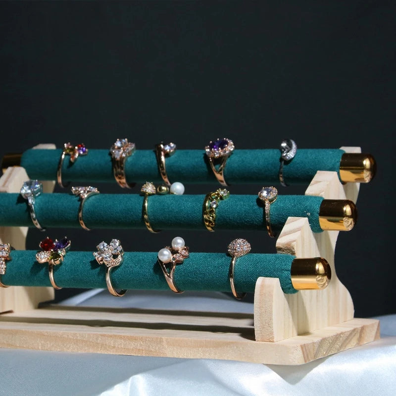 Wooden Jewelry Display Stand T-Bar Showcase