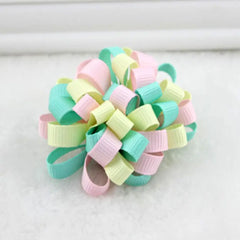3 pcs Colorful Hair Clips Snaps Hairpins With Ribbon Bow Girls Kids Baby