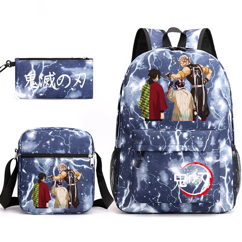 3-Piece Demon Slayer Backpack Set for Student, School, and Travel