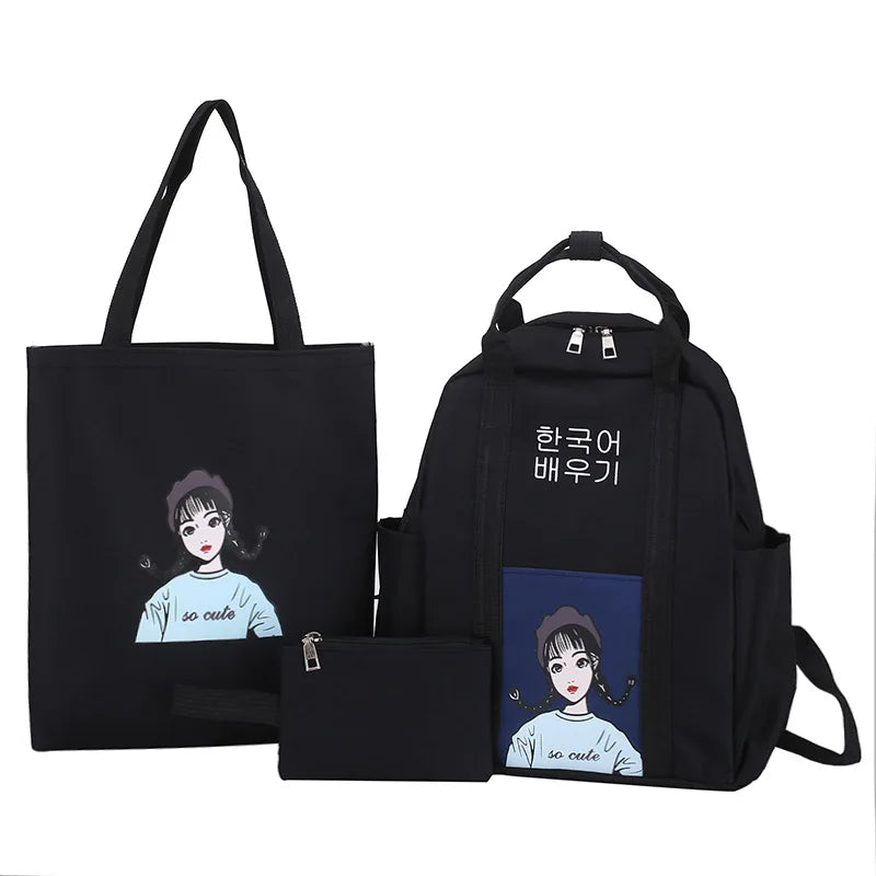 Casual Women Shoulder Bags Candy Women Backpack Multi-pocket School Bag