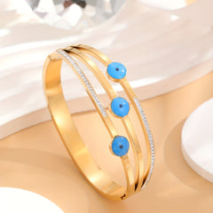 24K Gold Plated Devil's Eye Bracelet Rhinestone Decor Gift