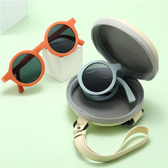 Girls Foldable Round Frame Sunglasses For Kids