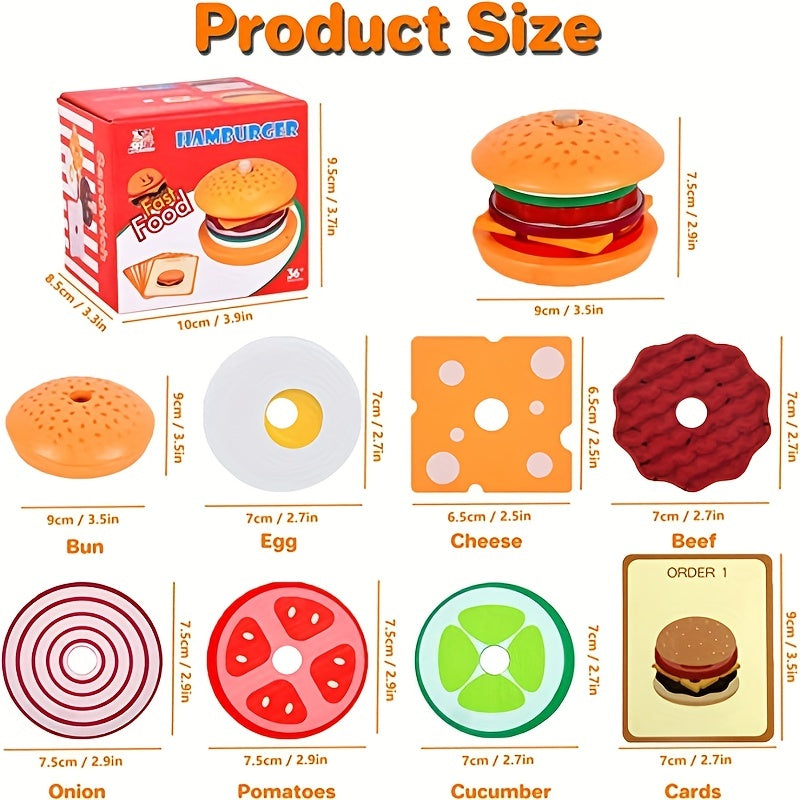 Wooden Burger Toy Set with Order Card Games