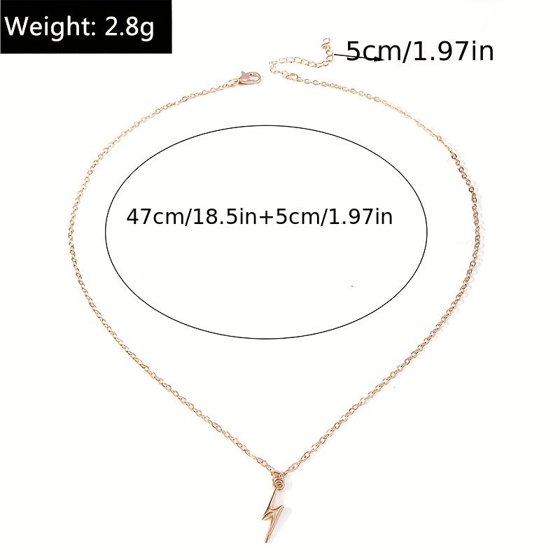 Stylish Golden Lightning Pendant Necklace for Her