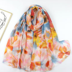 Boho Flower Print Frayed Edge Scarf