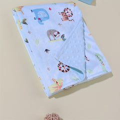 Cute Kids' Beanie Blanket with Lion & Elephant Print
