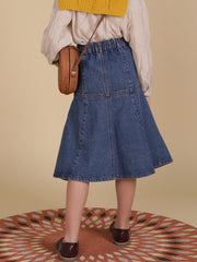 Girls Denim Solid Skirt